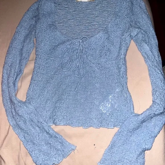 Kimchi Blue Light Blue Lace Blouse - Picture 2 of 4